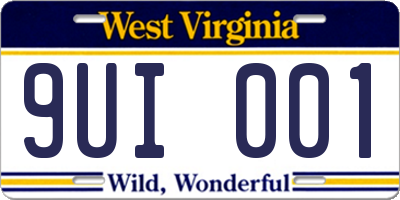 WV license plate 9UI001