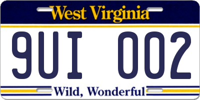 WV license plate 9UI002