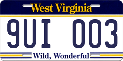 WV license plate 9UI003