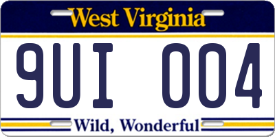 WV license plate 9UI004