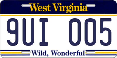 WV license plate 9UI005