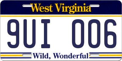 WV license plate 9UI006