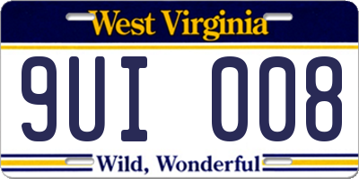 WV license plate 9UI008
