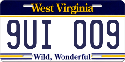 WV license plate 9UI009