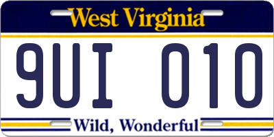 WV license plate 9UI010