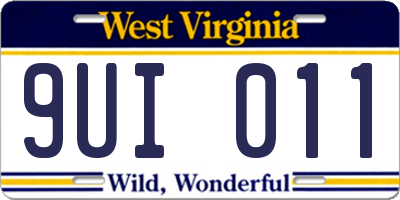 WV license plate 9UI011