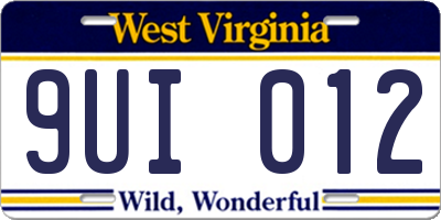 WV license plate 9UI012