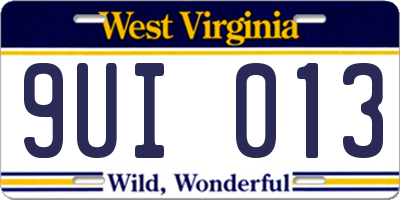 WV license plate 9UI013