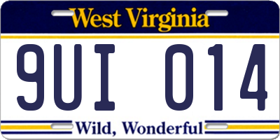 WV license plate 9UI014