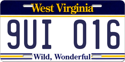 WV license plate 9UI016