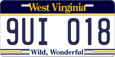 WV license plate 9UI018