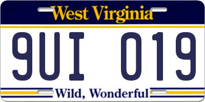 WV license plate 9UI019