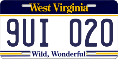 WV license plate 9UI020