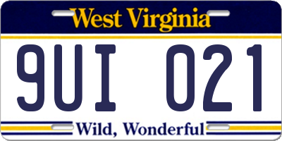 WV license plate 9UI021