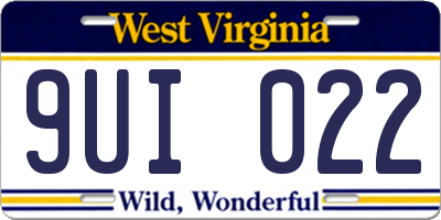 WV license plate 9UI022