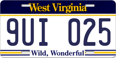 WV license plate 9UI025