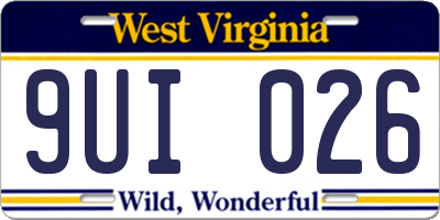 WV license plate 9UI026