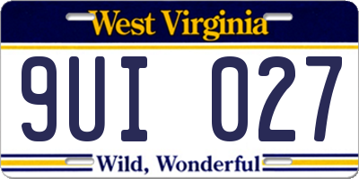 WV license plate 9UI027