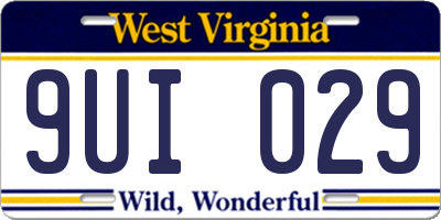 WV license plate 9UI029