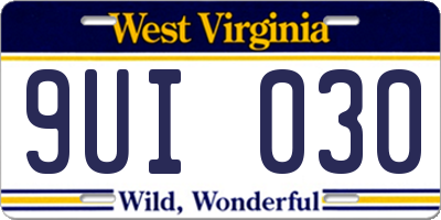 WV license plate 9UI030