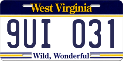 WV license plate 9UI031