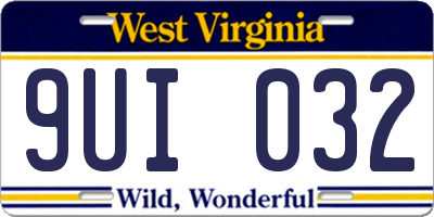 WV license plate 9UI032