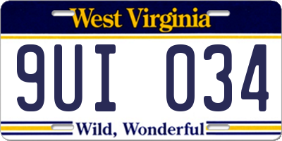 WV license plate 9UI034