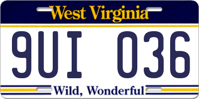 WV license plate 9UI036