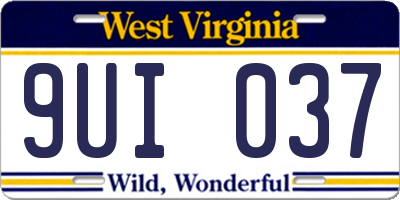 WV license plate 9UI037