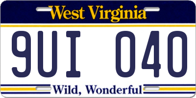WV license plate 9UI040