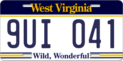 WV license plate 9UI041