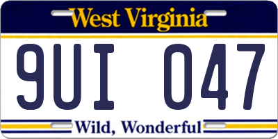 WV license plate 9UI047