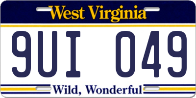 WV license plate 9UI049