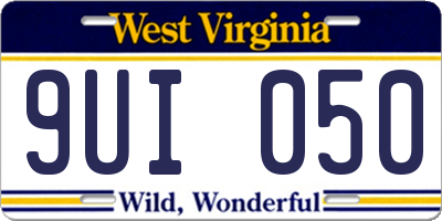 WV license plate 9UI050