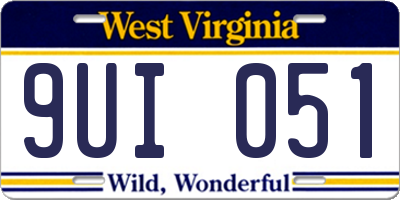 WV license plate 9UI051