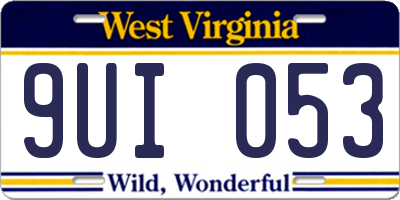 WV license plate 9UI053