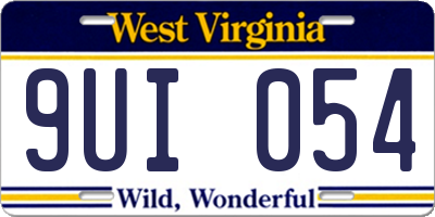 WV license plate 9UI054