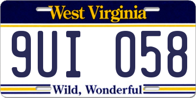 WV license plate 9UI058