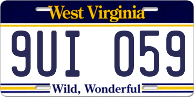 WV license plate 9UI059