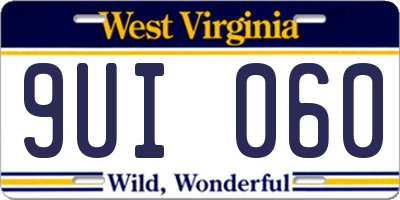WV license plate 9UI060
