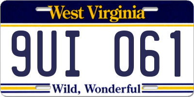 WV license plate 9UI061