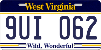 WV license plate 9UI062