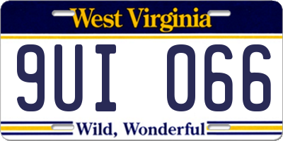 WV license plate 9UI066