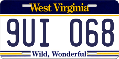 WV license plate 9UI068
