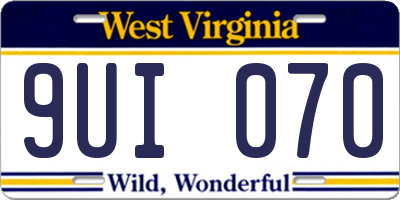 WV license plate 9UI070