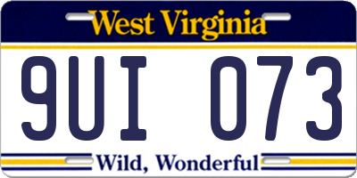 WV license plate 9UI073