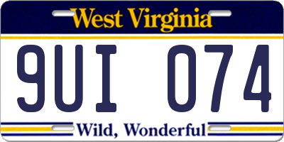 WV license plate 9UI074