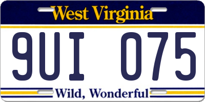 WV license plate 9UI075