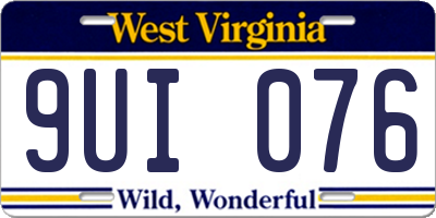 WV license plate 9UI076
