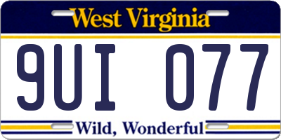 WV license plate 9UI077